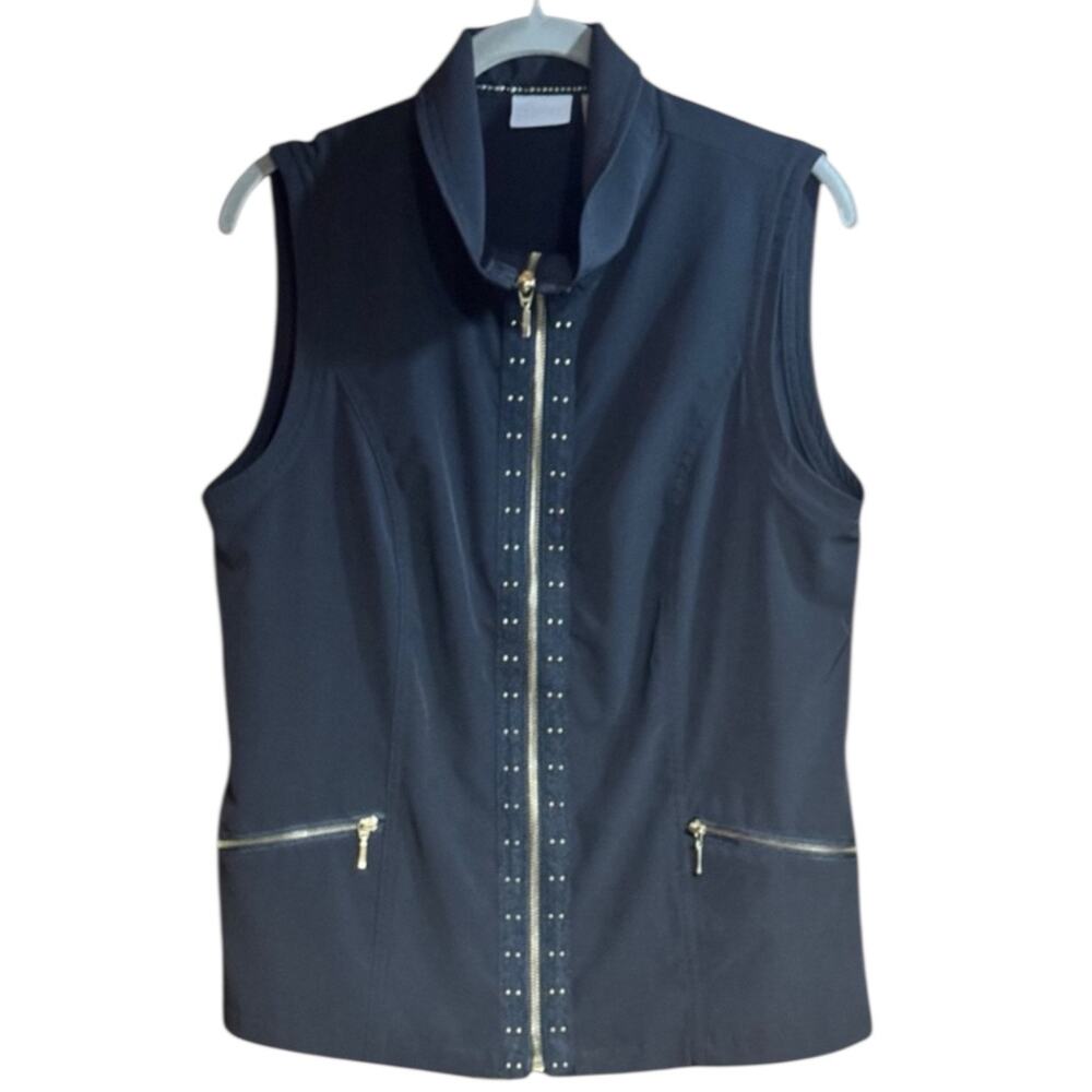 129. ZENERGY by CHICOS | Full Zip Vest Black W/ Gold accents Chico’s size 1